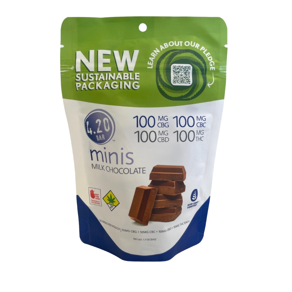 10pk - 400mg - 1:1:1:1 Dark Chocolate w/Sea Salt - 4.20 bar - DOH Edible - THC:CBC:CBG:CBD